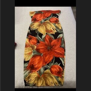 Fashion Nova Floral Midi Dress - Black, Red, and Gold